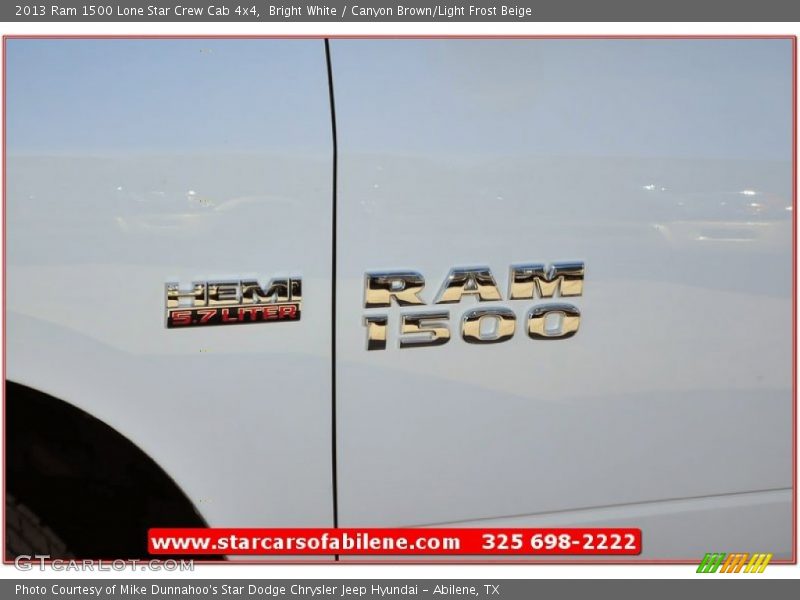 Bright White / Canyon Brown/Light Frost Beige 2013 Ram 1500 Lone Star Crew Cab 4x4