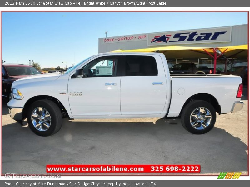 Bright White / Canyon Brown/Light Frost Beige 2013 Ram 1500 Lone Star Crew Cab 4x4