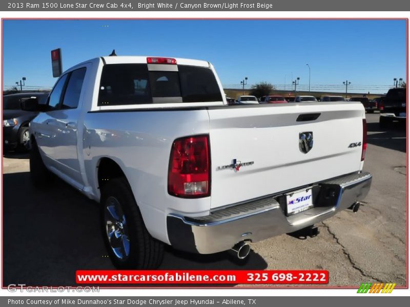Bright White / Canyon Brown/Light Frost Beige 2013 Ram 1500 Lone Star Crew Cab 4x4