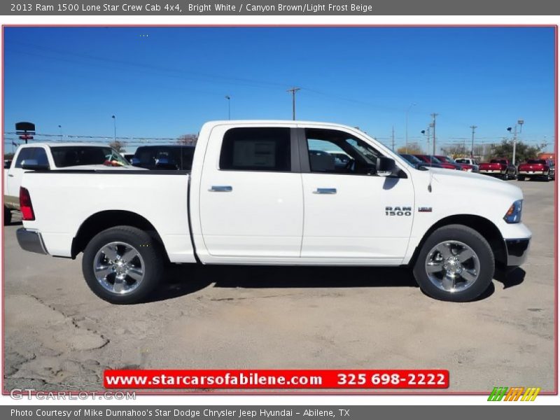 Bright White / Canyon Brown/Light Frost Beige 2013 Ram 1500 Lone Star Crew Cab 4x4