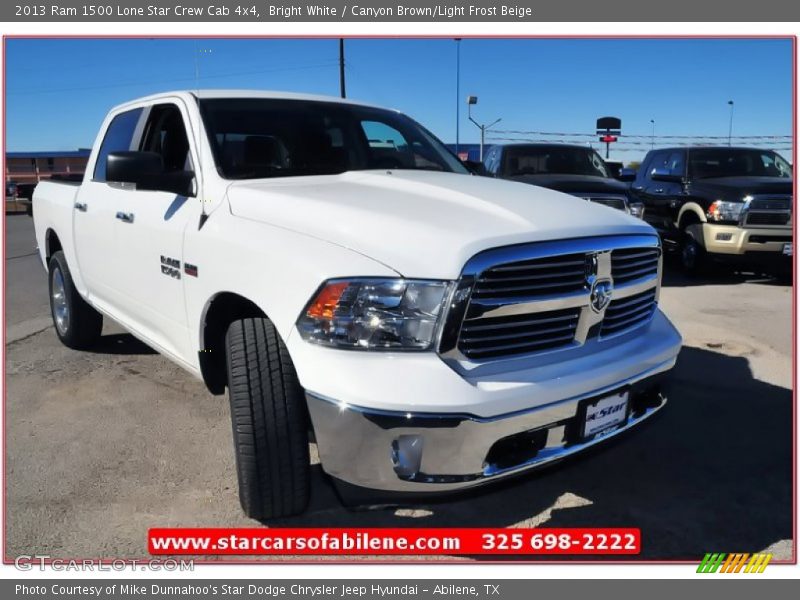 Bright White / Canyon Brown/Light Frost Beige 2013 Ram 1500 Lone Star Crew Cab 4x4