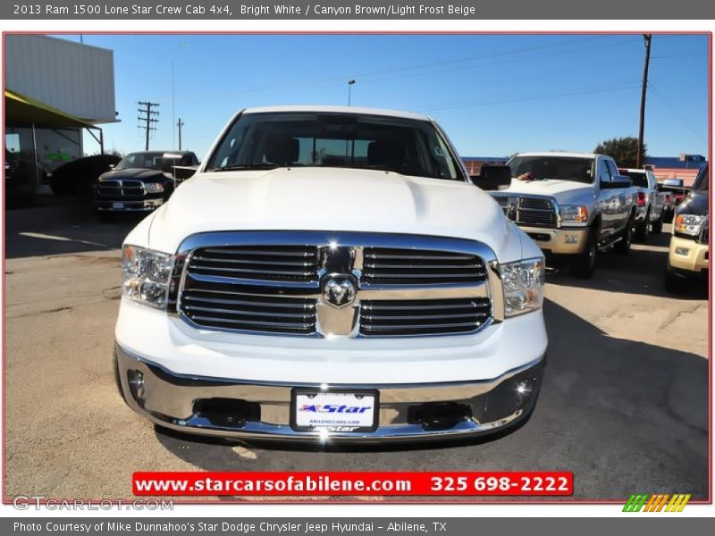 Bright White / Canyon Brown/Light Frost Beige 2013 Ram 1500 Lone Star Crew Cab 4x4