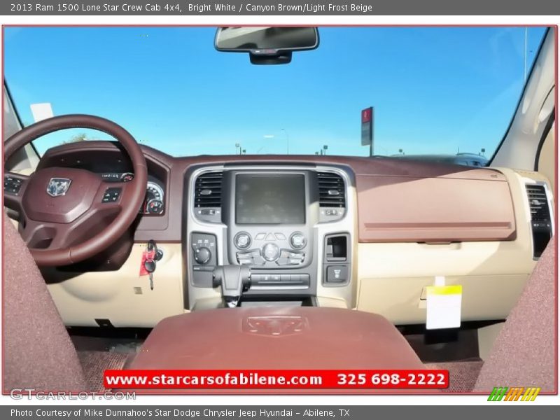 Bright White / Canyon Brown/Light Frost Beige 2013 Ram 1500 Lone Star Crew Cab 4x4