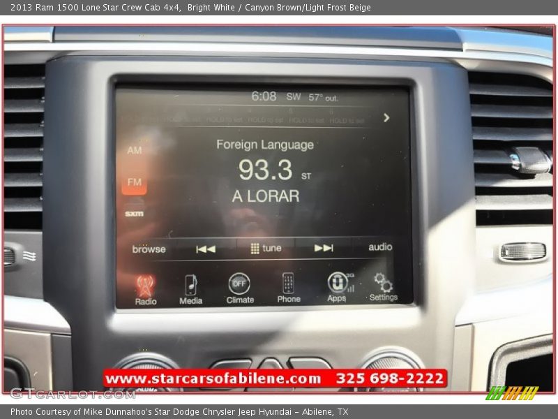 Bright White / Canyon Brown/Light Frost Beige 2013 Ram 1500 Lone Star Crew Cab 4x4