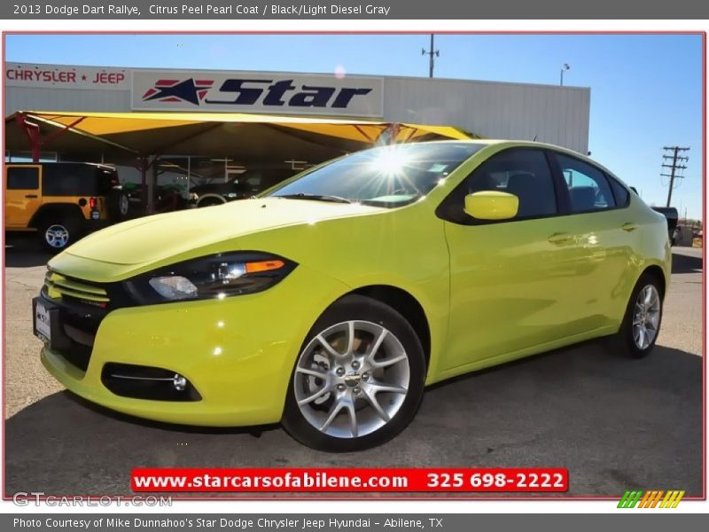 Citrus Peel Pearl Coat / Black/Light Diesel Gray 2013 Dodge Dart Rallye