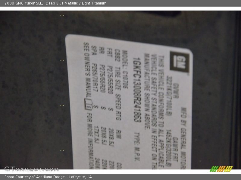 Deep Blue Metallic / Light Titanium 2008 GMC Yukon SLE