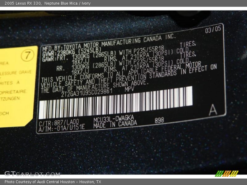 Neptune Blue Mica / Ivory 2005 Lexus RX 330