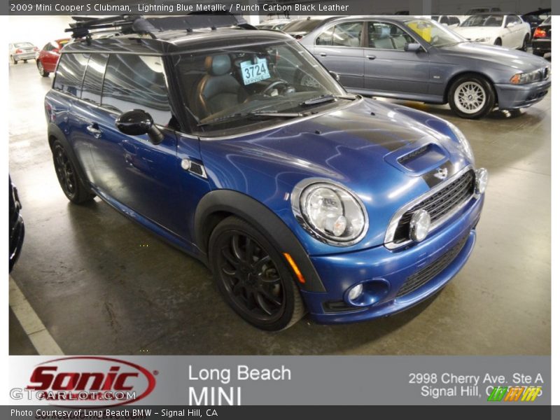 Lightning Blue Metallic / Punch Carbon Black Leather 2009 Mini Cooper S Clubman