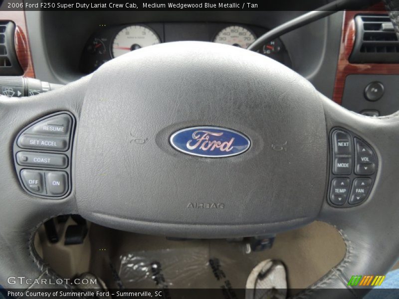 Medium Wedgewood Blue Metallic / Tan 2006 Ford F250 Super Duty Lariat Crew Cab