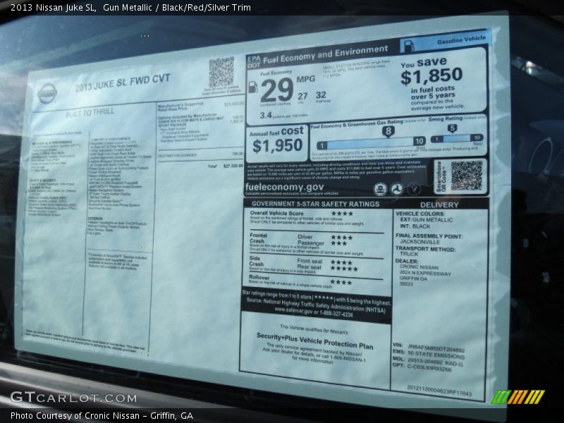 Gun Metallic / Black/Red/Silver Trim 2013 Nissan Juke SL