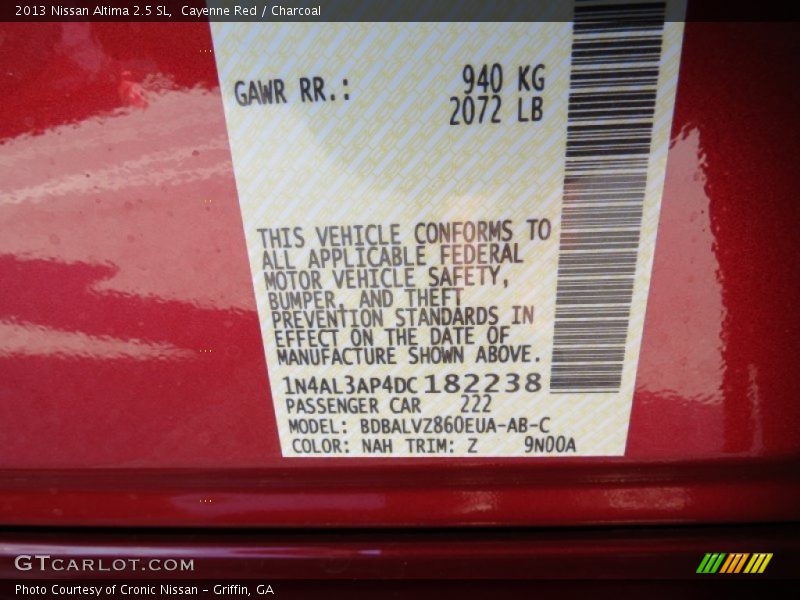 Cayenne Red / Charcoal 2013 Nissan Altima 2.5 SL