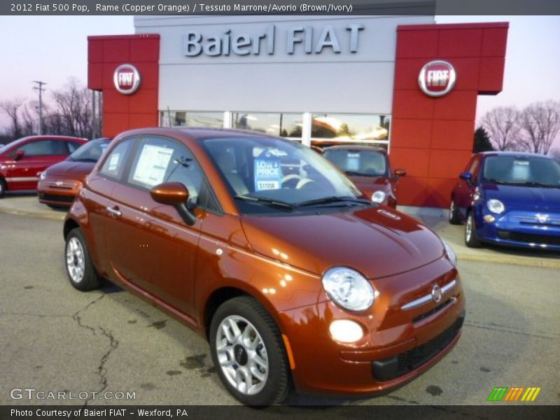 Rame (Copper Orange) / Tessuto Marrone/Avorio (Brown/Ivory) 2012 Fiat 500 Pop