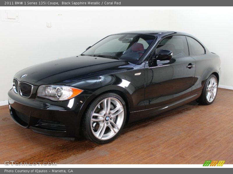 Black Sapphire Metallic / Coral Red 2011 BMW 1 Series 135i Coupe