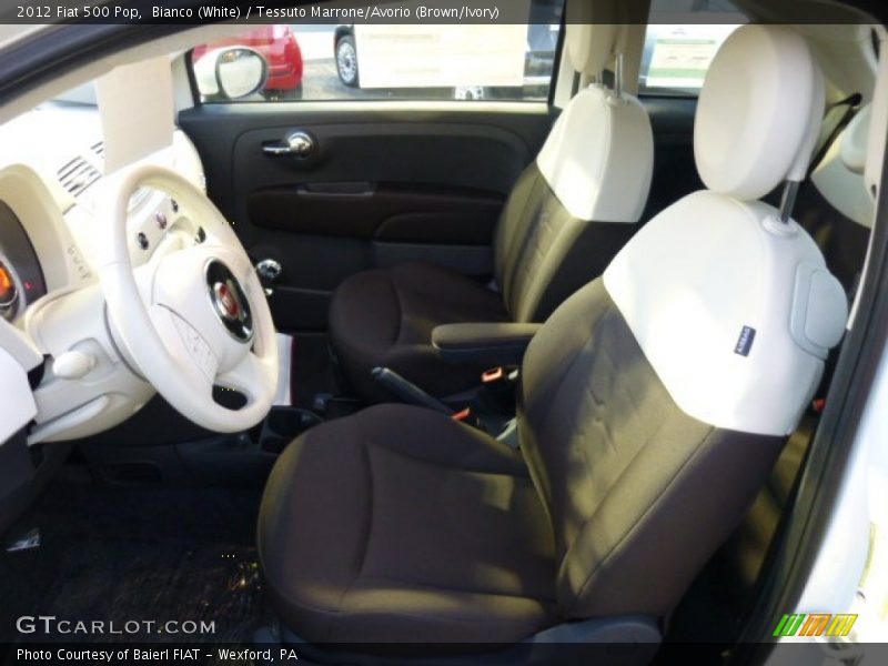 Bianco (White) / Tessuto Marrone/Avorio (Brown/Ivory) 2012 Fiat 500 Pop