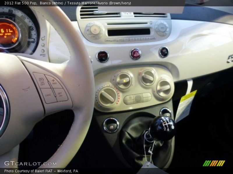 Bianco (White) / Tessuto Marrone/Avorio (Brown/Ivory) 2012 Fiat 500 Pop