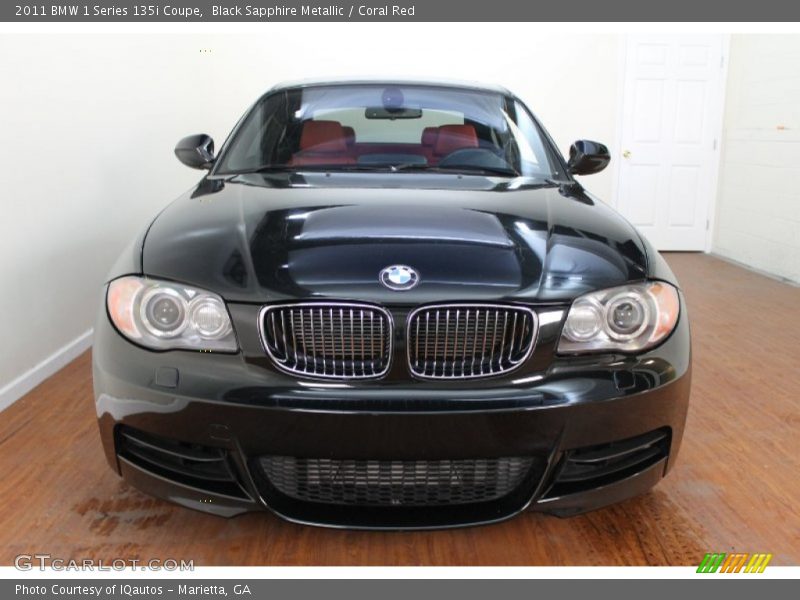Black Sapphire Metallic / Coral Red 2011 BMW 1 Series 135i Coupe