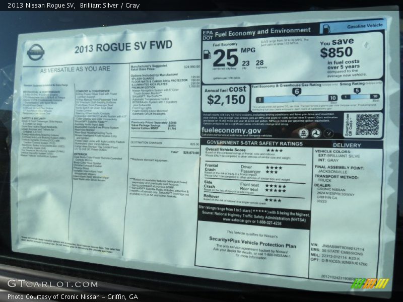 Brilliant Silver / Gray 2013 Nissan Rogue SV