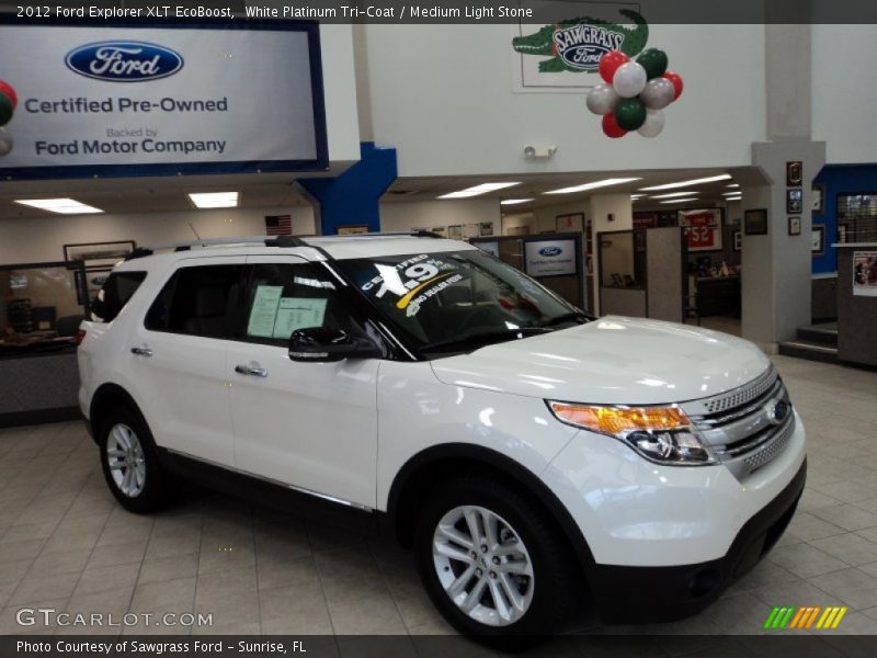 White Platinum Tri-Coat / Medium Light Stone 2012 Ford Explorer XLT EcoBoost