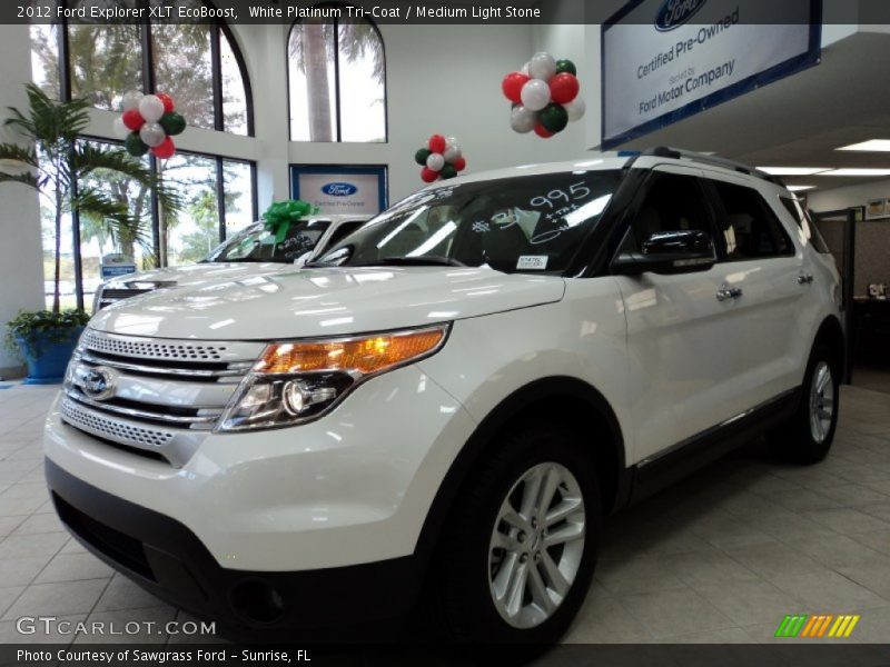 White Platinum Tri-Coat / Medium Light Stone 2012 Ford Explorer XLT EcoBoost