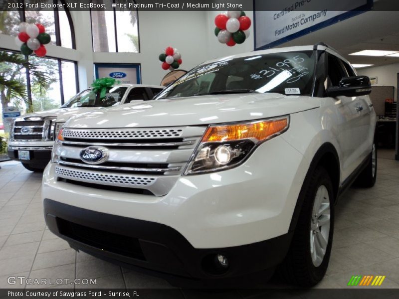 White Platinum Tri-Coat / Medium Light Stone 2012 Ford Explorer XLT EcoBoost