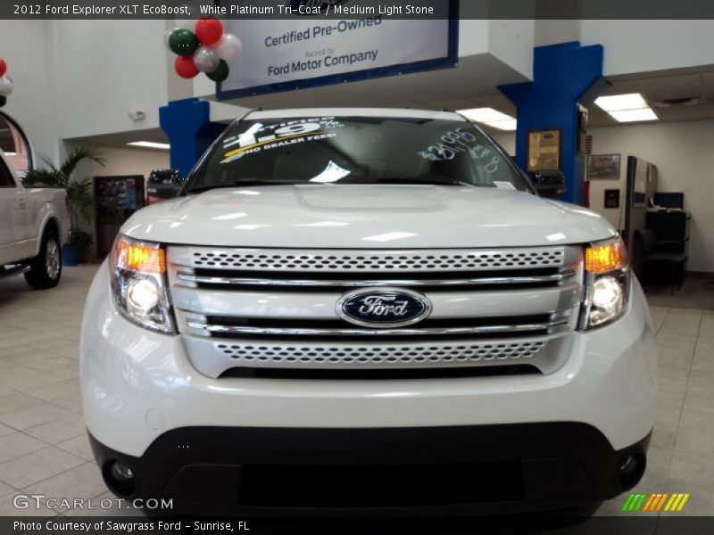 White Platinum Tri-Coat / Medium Light Stone 2012 Ford Explorer XLT EcoBoost