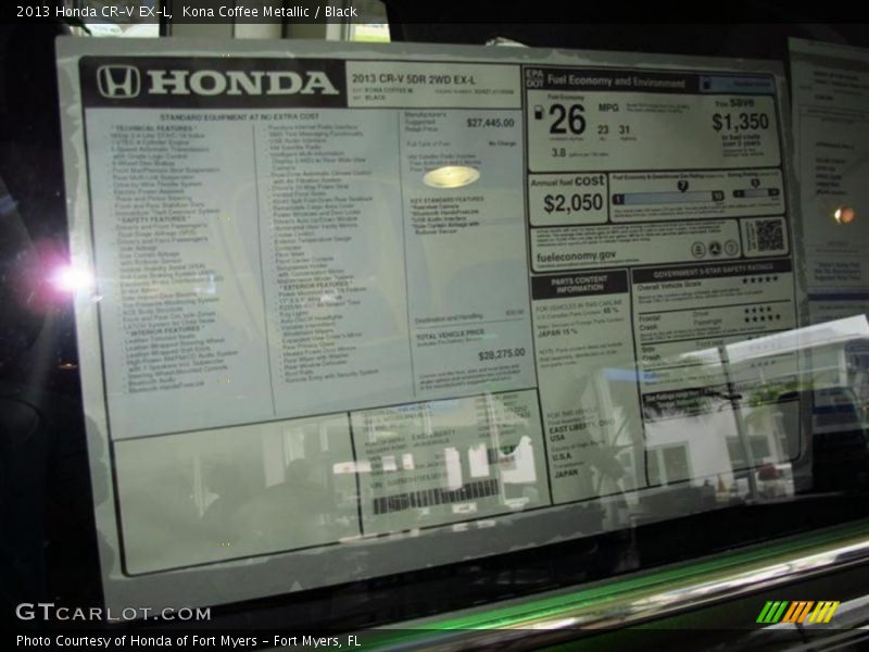 Kona Coffee Metallic / Black 2013 Honda CR-V EX-L