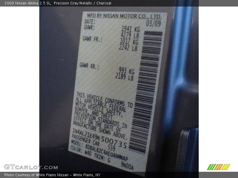 Precision Gray Metallic / Charcoal 2009 Nissan Altima 2.5 SL