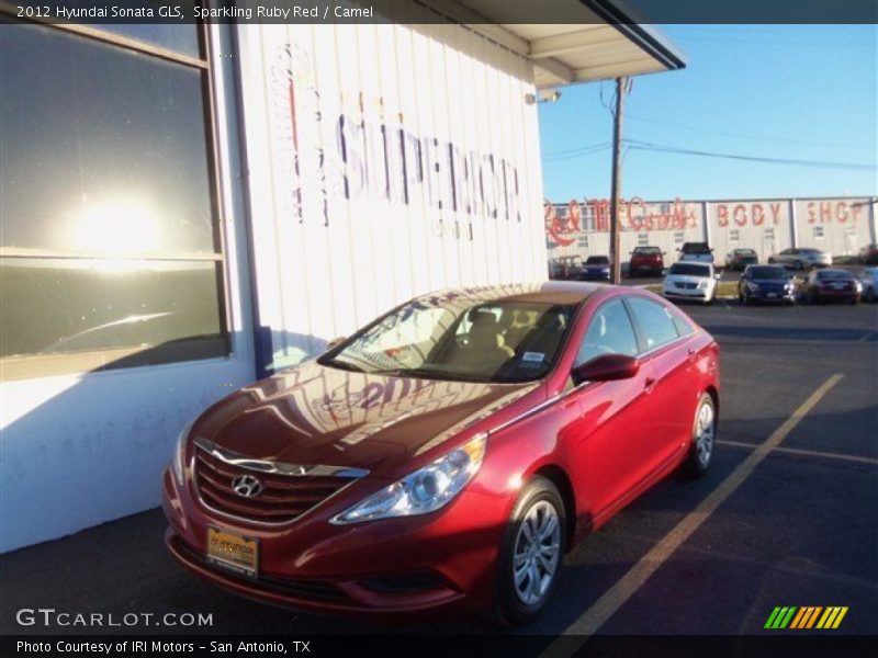 Sparkling Ruby Red / Camel 2012 Hyundai Sonata GLS