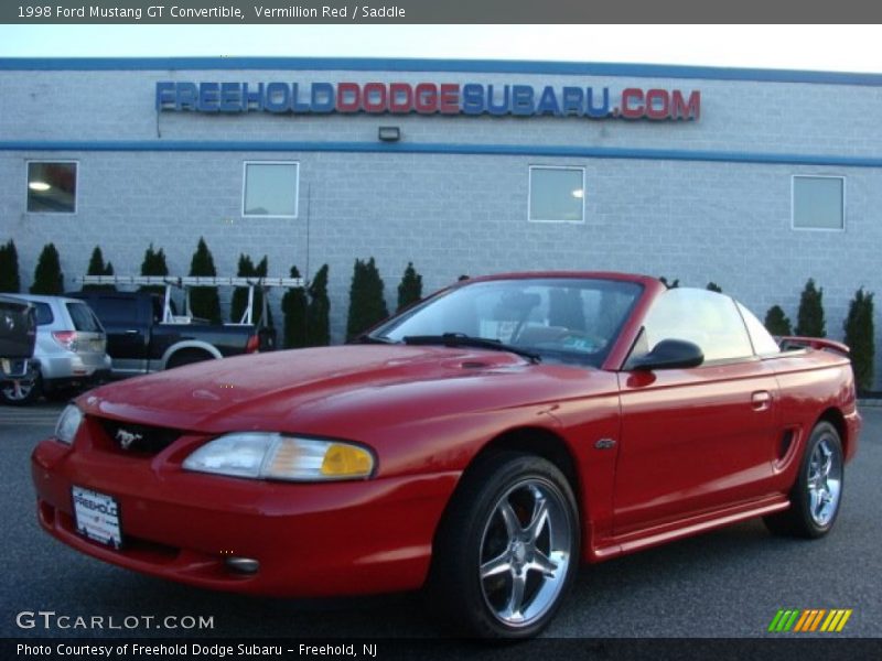 Vermillion Red / Saddle 1998 Ford Mustang GT Convertible