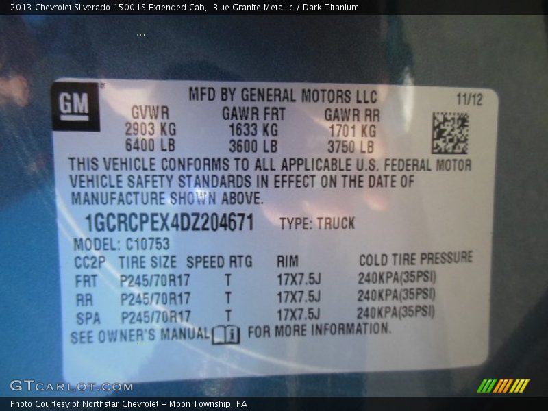 Blue Granite Metallic / Dark Titanium 2013 Chevrolet Silverado 1500 LS Extended Cab