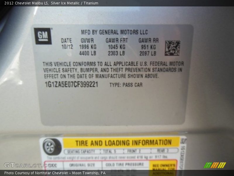 Silver Ice Metallic / Titanium 2012 Chevrolet Malibu LS