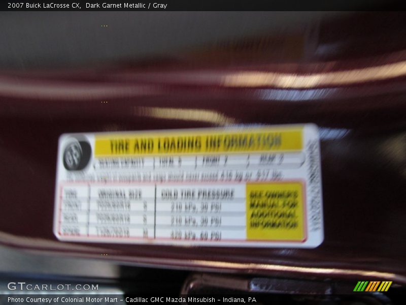 Dark Garnet Metallic / Gray 2007 Buick LaCrosse CX