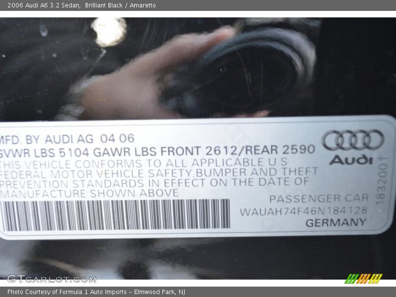Brilliant Black / Amaretto 2006 Audi A6 3.2 Sedan