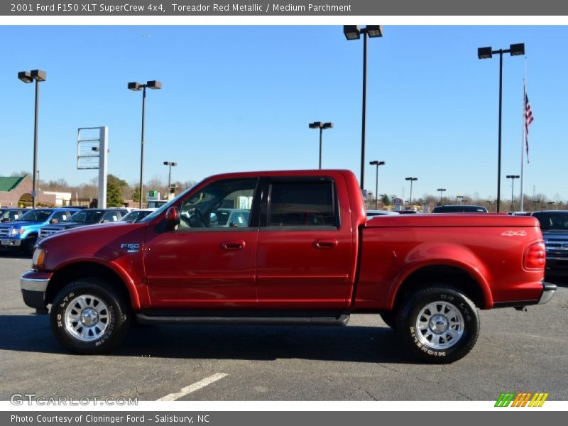 Toreador Red Metallic / Medium Parchment 2001 Ford F150 XLT SuperCrew 4x4