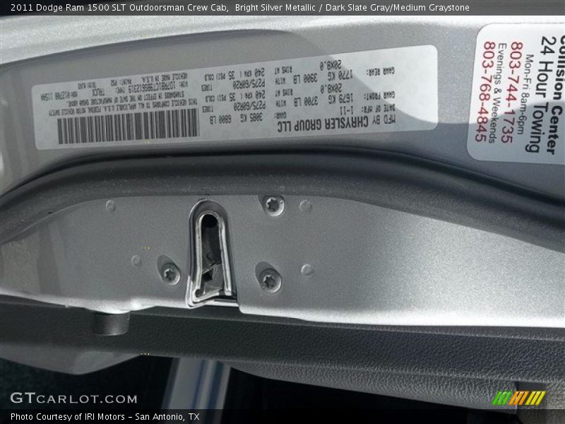 Bright Silver Metallic / Dark Slate Gray/Medium Graystone 2011 Dodge Ram 1500 SLT Outdoorsman Crew Cab