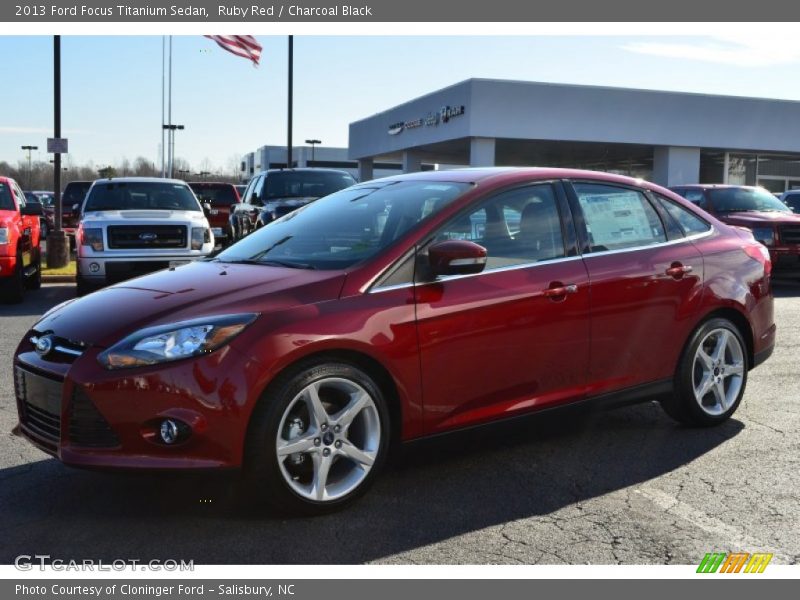 Ruby Red / Charcoal Black 2013 Ford Focus Titanium Sedan