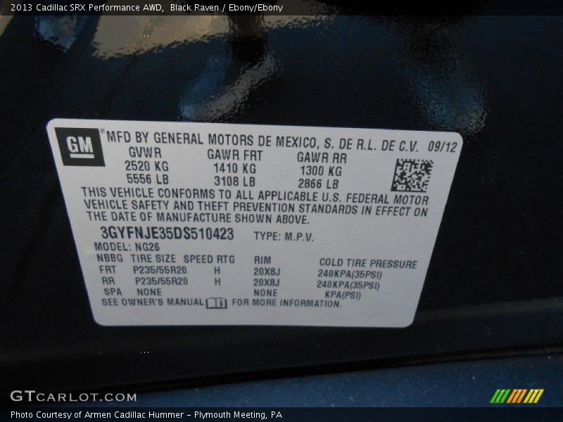 Black Raven / Ebony/Ebony 2013 Cadillac SRX Performance AWD