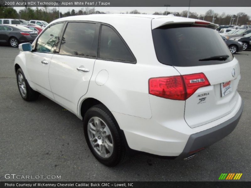 Aspen White Pearl / Taupe 2008 Acura MDX Technology