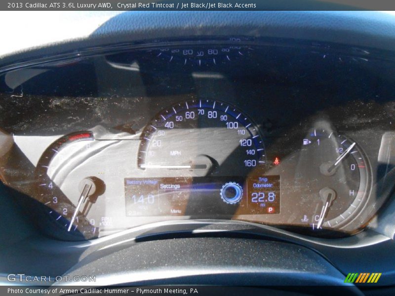 Crystal Red Tintcoat / Jet Black/Jet Black Accents 2013 Cadillac ATS 3.6L Luxury AWD
