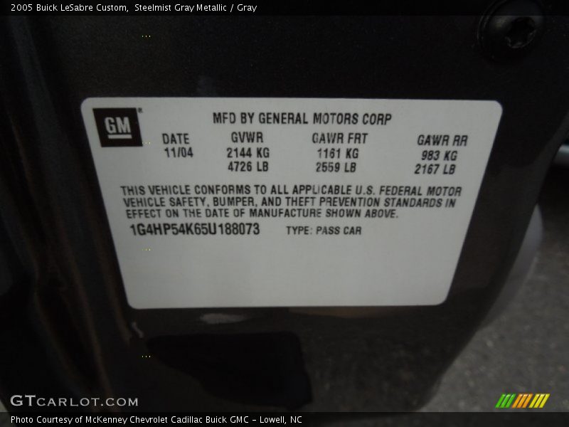 Steelmist Gray Metallic / Gray 2005 Buick LeSabre Custom
