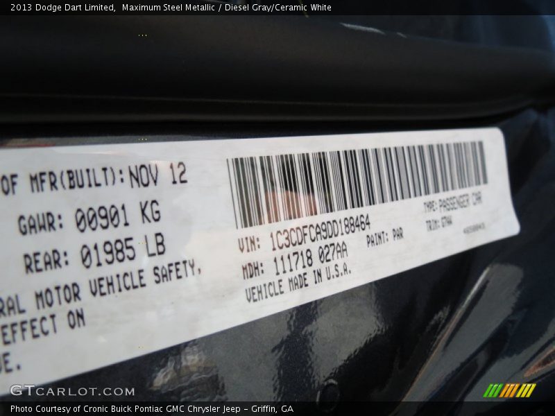 2013 Dart Limited Maximum Steel Metallic Color Code PAR