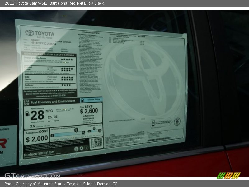 Barcelona Red Metallic / Black 2012 Toyota Camry SE