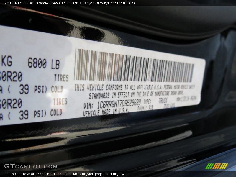 Black / Canyon Brown/Light Frost Beige 2013 Ram 1500 Laramie Crew Cab