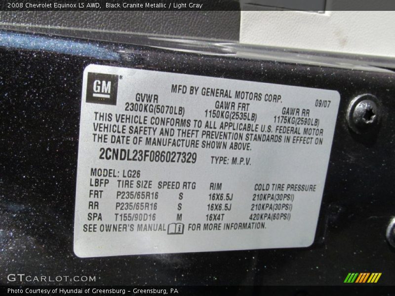 Black Granite Metallic / Light Gray 2008 Chevrolet Equinox LS AWD