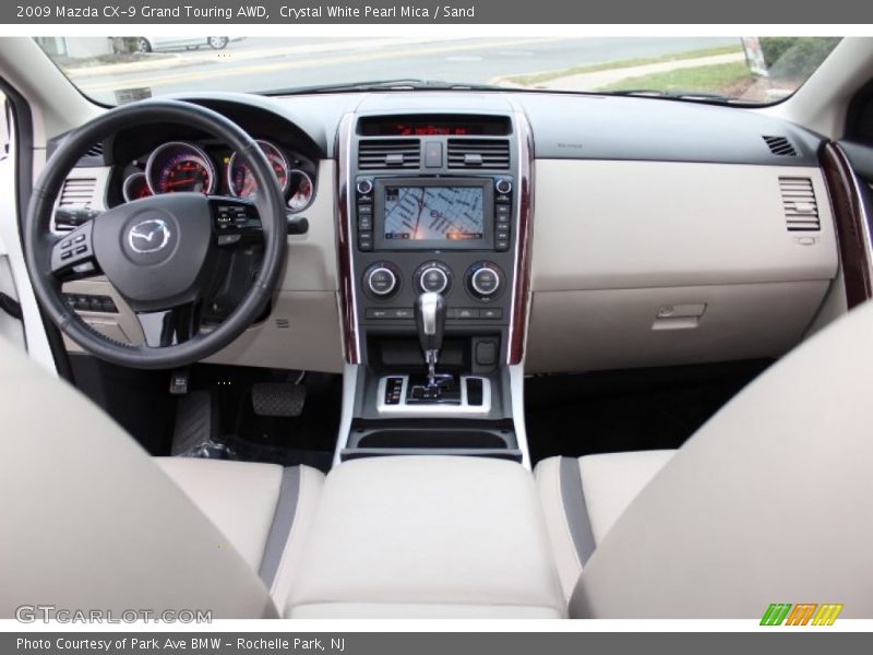 Crystal White Pearl Mica / Sand 2009 Mazda CX-9 Grand Touring AWD