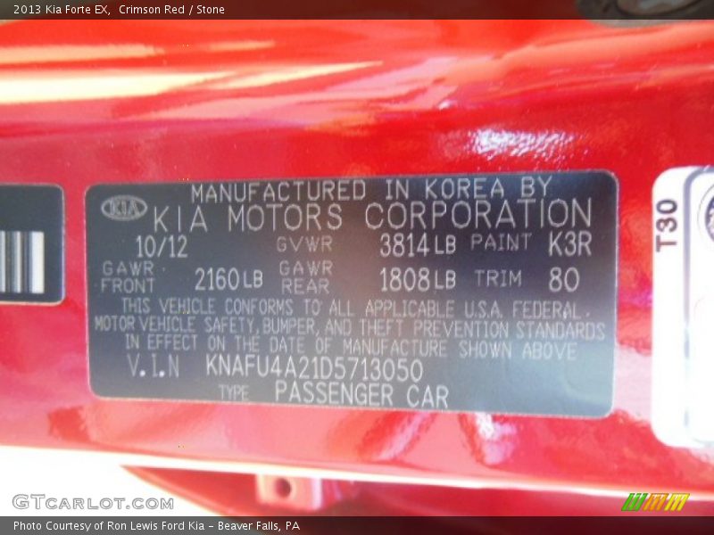 Crimson Red / Stone 2013 Kia Forte EX