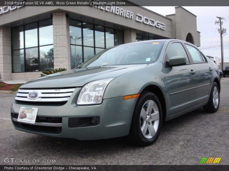 Moss Green Metallic / Medium Light Stone 2008 Ford Fusion SE V6 AWD