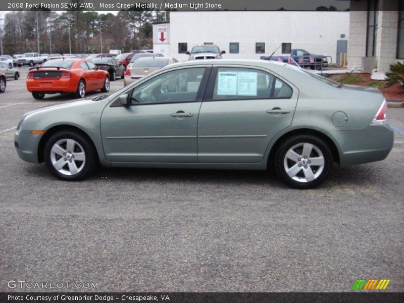 Moss Green Metallic / Medium Light Stone 2008 Ford Fusion SE V6 AWD