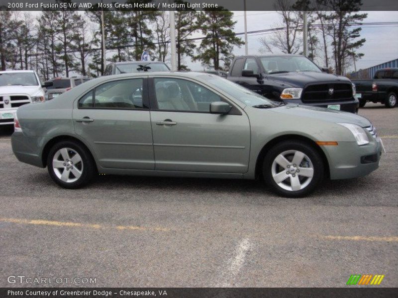 Moss Green Metallic / Medium Light Stone 2008 Ford Fusion SE V6 AWD