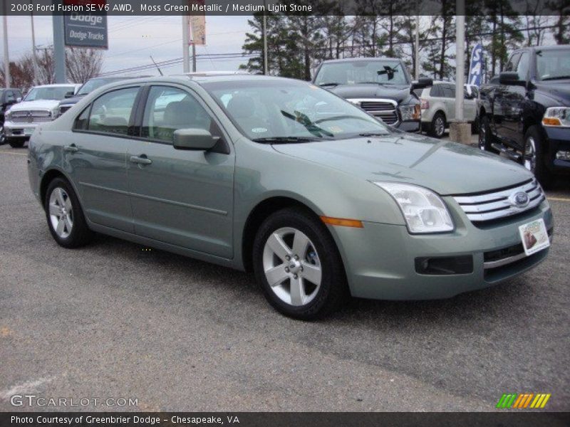 Moss Green Metallic / Medium Light Stone 2008 Ford Fusion SE V6 AWD
